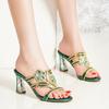 Women Cute Light Weight Rhinestones Thick Heel Spring Summer Crystal Blue Sandals for Home Beach Casual Comfort Shoes
