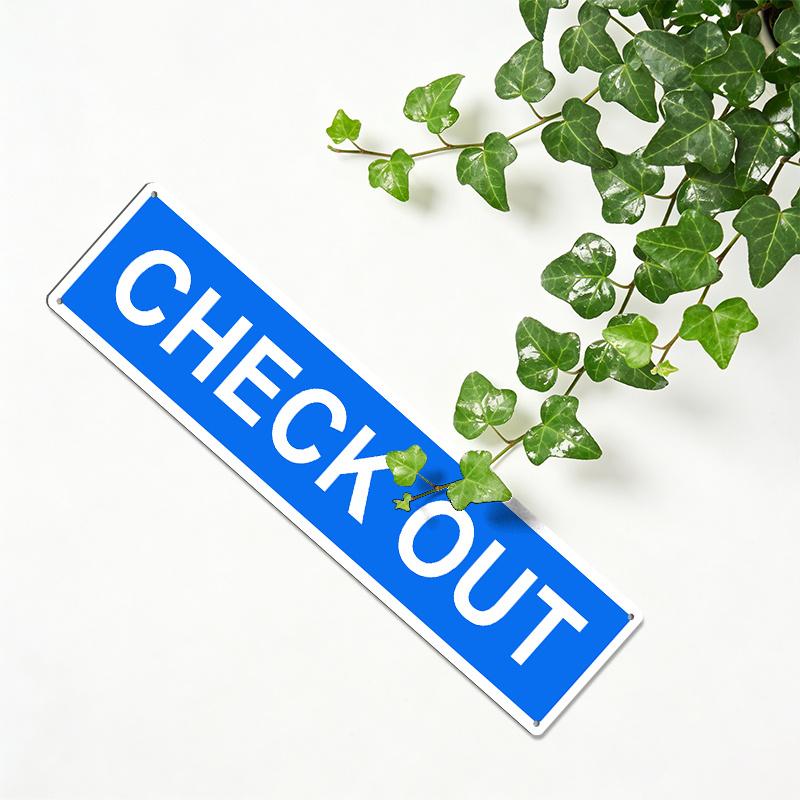 Street Sign Warning Plaque: Check Out Aluminium Decorative Sign (15.7×3.94 Inches) for Wall Decor;blue Design Suitable for Office, Outdoor & Indoor