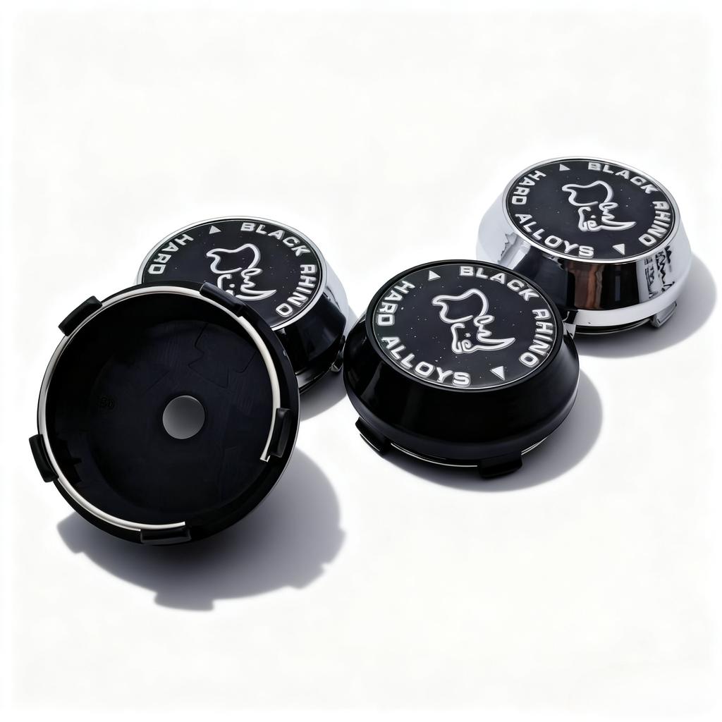 AAYP1 4pcs Black Rhino Logo Emblem Car Wheel Center Caps 60MM 56MM Wheels Hub High Cap Rhinoceros Badge Rim Hubcaps Cover Accessories