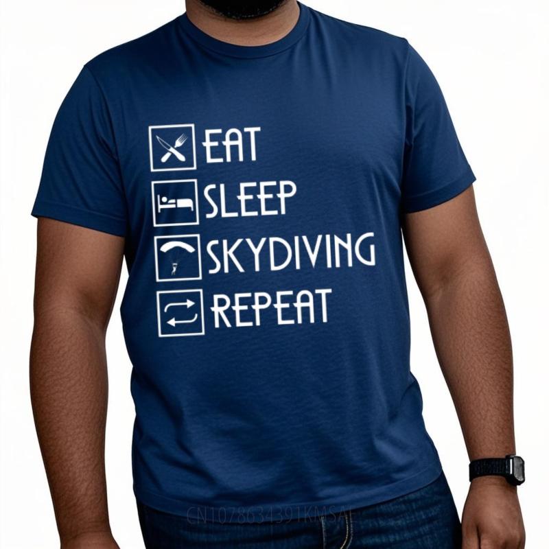 Vintage Tshirt Travel For Him Oneck Tshirt Big Size Eat Sleep Skydiving Repeat Fashionable For Unisex Teeshirt Top Tees