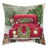 New Christmas Snowman Santa Claus Line Print Pillow Home Sofa Cushion Cover