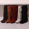 Women's Heel Fringed Boots Autumn and Winter New Heel Large Size Casual Mid-boots