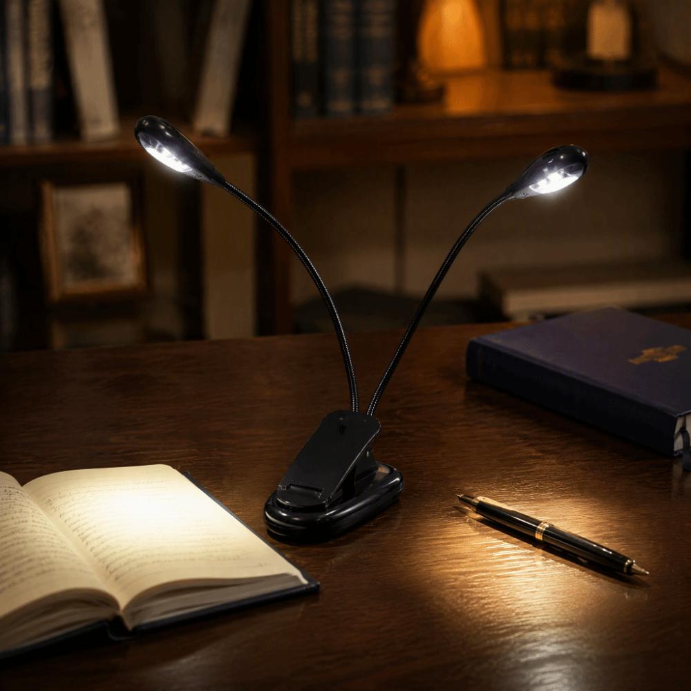 2 Pack USB Battery Operated Music Stand Light Dual Arms LED Light Reading Lamp  For Sheet Music