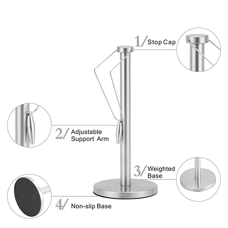 1 шт. держатель для бумажных полотенец, нержавеющая сталь, напольный держатель для бумажных полотенец, диспенсер для рулонов, для кухонной столешницы, домашнего обеденного стола