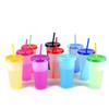 Летнее творчество в случае простуды и изменения цвета от температуры Набор из десяти цветных пластиковых стаканов с соломинками из полипропилена Можно