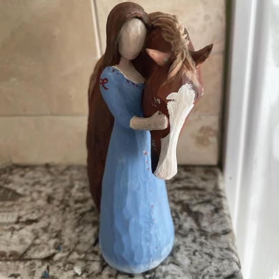 Фигурка девочки-лошади из смолы, статуэтка ангела-пони, скульптура для дома, офиса