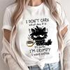 I Want Coffee T-shirt Women's Summer Short Sleeved Y2k Top Fashion Hip Hop T-shirt Black Cat Comfortable Casual T-shirt