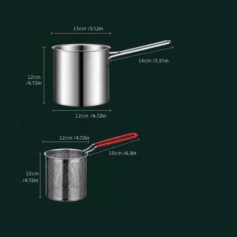 Мини-фритюрница из нержавеющей стали 304 для яиц и экономии масла, многофункциональная для индукционных и газовых плит.