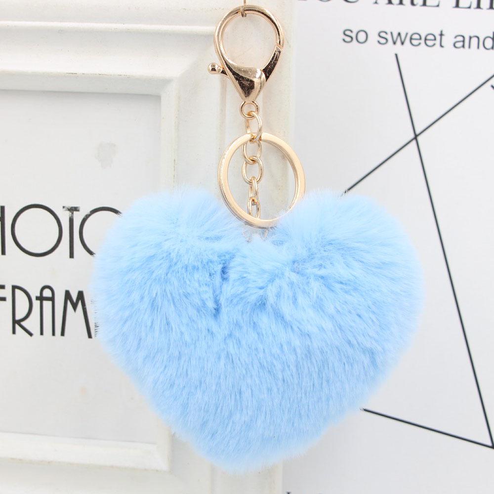 "Charming Heart-Shaped Rabbit Fur Keychain - Fashionable Fluffy Accessory for Ladies' Bags"