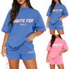 Женские повседневные свободные футболки с принтом и шорты, комплект