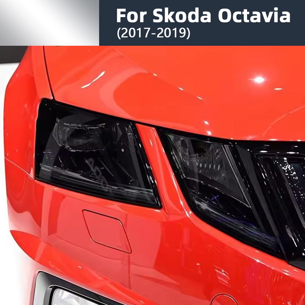 Защитная пленка для фар из ТПУ для Skoda Octavia 3 Facelift 2017-2019 - 6 штук, тонировка smoked black