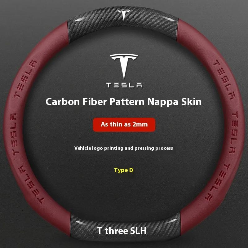 CPSSA1 Car Steering Wheel Cover for Tesla Model 3 Model S Y X Roadster 2019-2025 Auto Interior Steering Wheel Accessories Anti-Slip