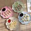 Double Layer Flower Shaped Dinner Plate Dumpling Dish Sushi Tray Drainable Dumpling Dinner Plate