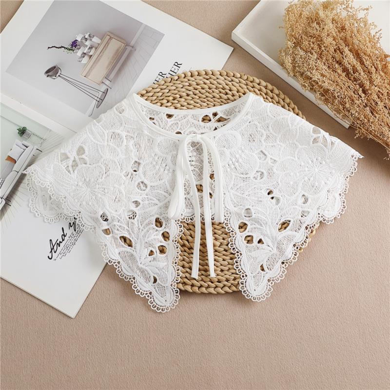 Lace Fake Collar Women Detachable Collars For Women False Collar Embroidery Floral Lolita Lapel Half Shirt Shawl Wrap Decoration
