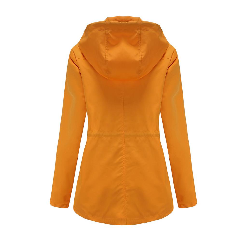 Ветровка для женщин, тонкий плащ средней длины с капюшоном, весна-осень, женская ветрозащитная водонепроницаемая повседневная куртка, верхняя одежда, дождевики