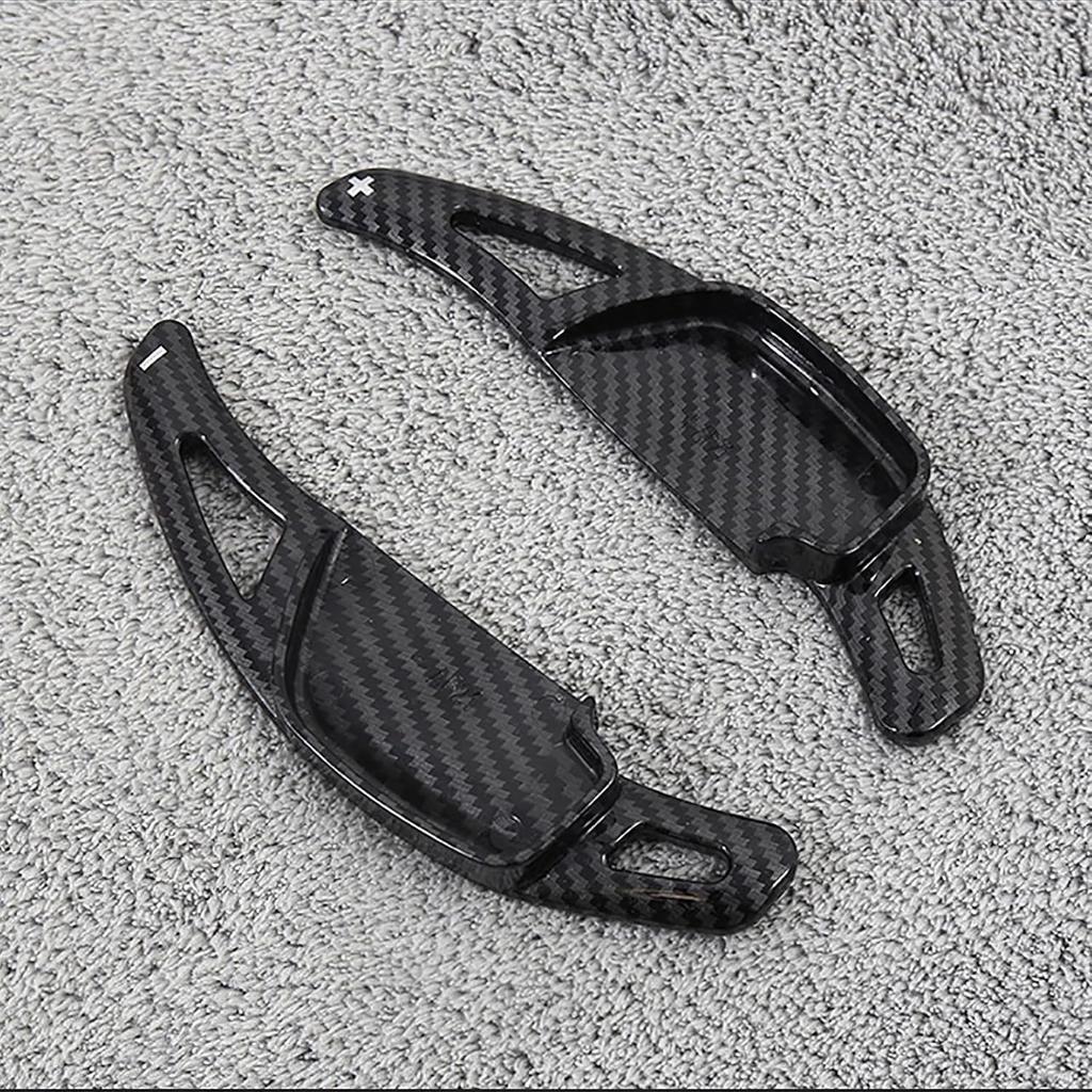 2Pcs ABS plastic Steering Wheel Paddle Shift Extension Cover Carbon Fiber Pattern Black