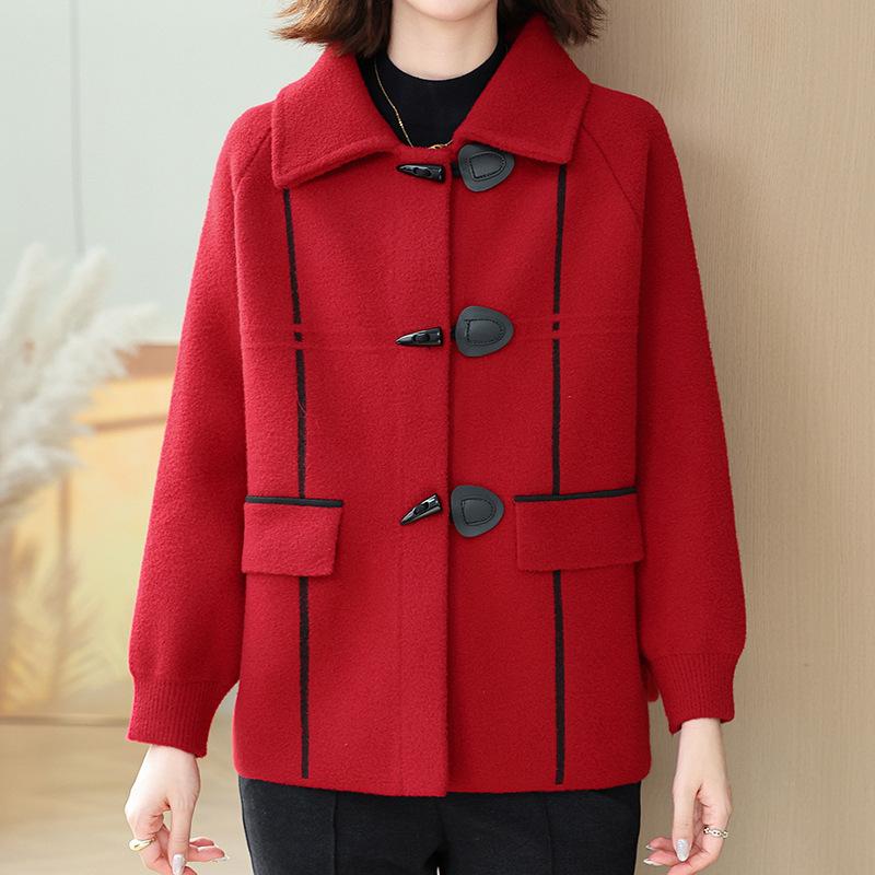 Женская осенне-зимняя повседневная куртка, модная шерстяная куртка на пуговицах