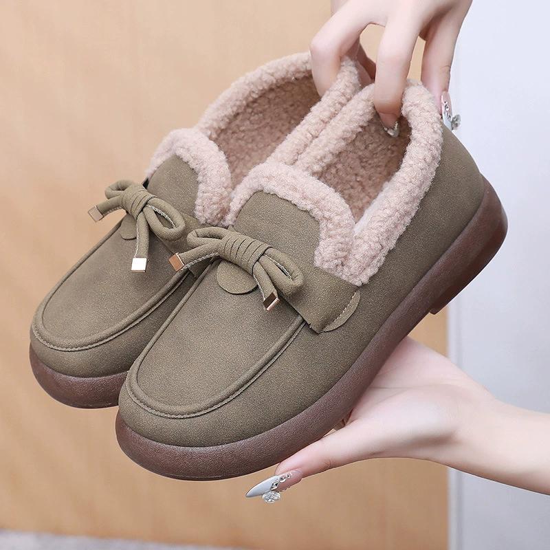 Хлопковая обувь Женская Зимний Новый Стиль Плюс Бархат Толстые Теплые Снежные Сапоги Педаль Обувь для Мамы Толстая Подошва Все Подходит Теплые Хлопковые Сапоги