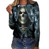 Cartoon Printed Women Street T-shirt Theme Sports Long Sleeve 3D Tees Halloween  T-shirts Autumn Pullovers Top