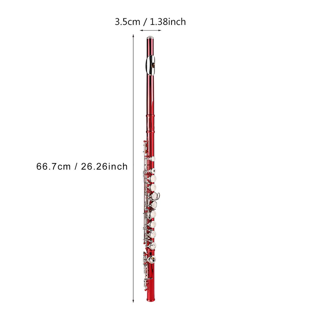 Набор для начинающих флейт из латуни LADE C Key 16 Hole, чехол для хранения, салфетка для чистки, перчатки (красный)