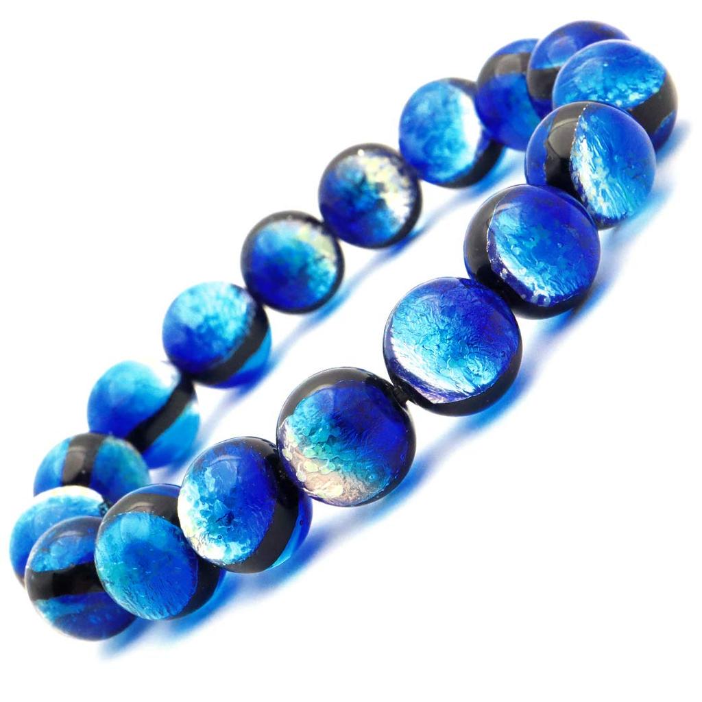 [GOLD STONE] Yonaguni Blue Firefly Glass 12mm Glowing Bracelet from Yonaguni Island, Okinawa, Inner Diameter: Approx. 20cm