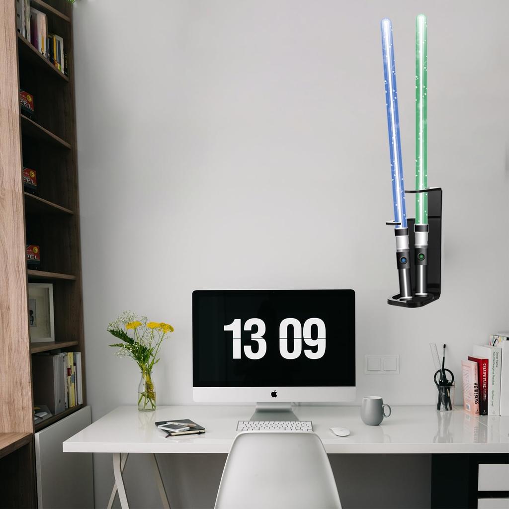 PATIKIL Подставка для светового меча, настенное крепление, набор из 2 акриловых световых мечей, настенное крепление, держатель для дисплея, стойка для бейсбольной биты для домашнего офиса, световой меч, прозрачный черный