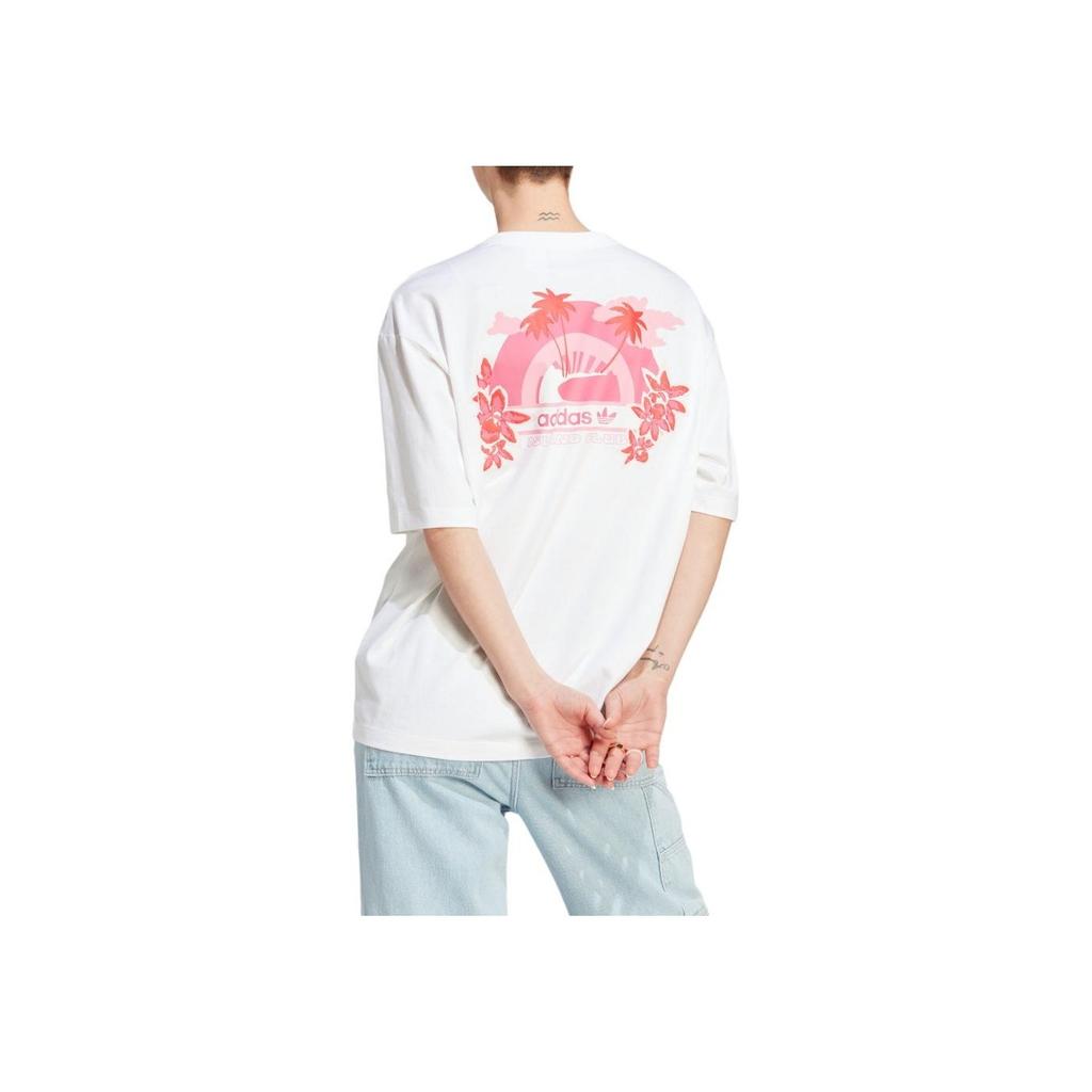Adidas Футболка Originals Graphic Tee с принтом логотипа, круглым вырезом, свободная, с коротким рукавом, женские топы, белые IT8155