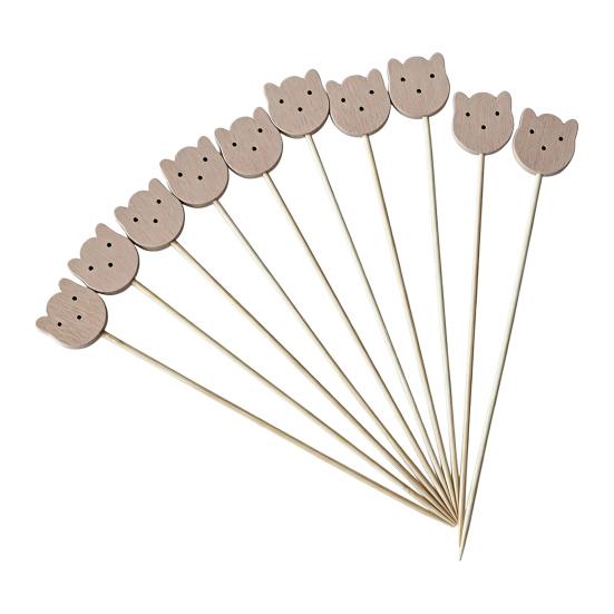 100PCS Disposable Cocktail Picks, Cute Panda Head Decor Bamboo Skewers, Long Food Picks for Sandwiches Burgers Fruits Desserts