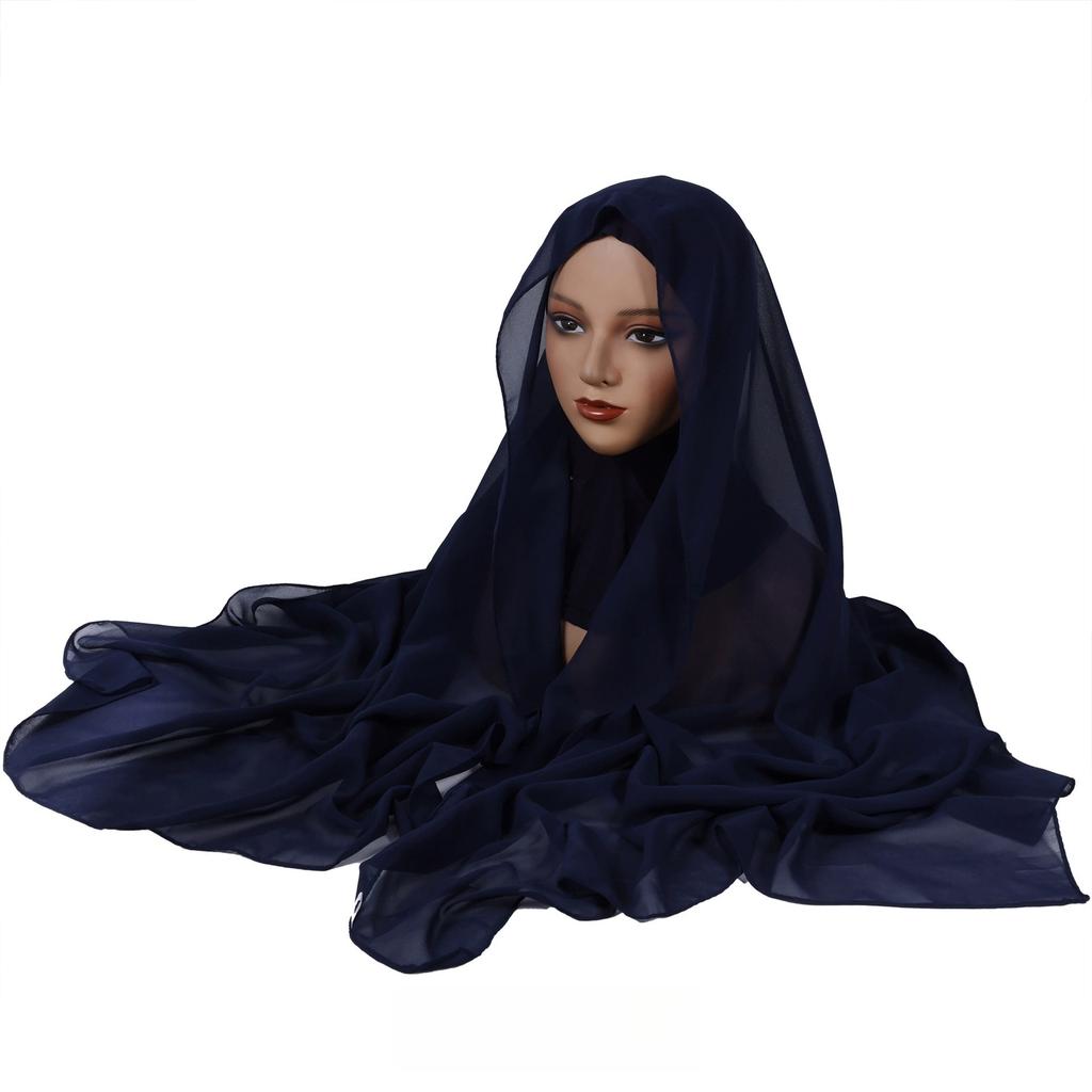 Новейший платок-хиджаб из высококачественного шифона однотонной расцветки 2 в 1 с никабом, мгновенный головной платок и подшапочник для мусульманки