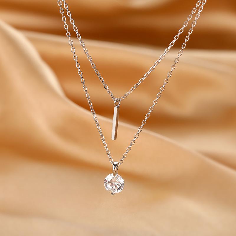Одно слово вспышка бриллиант двухслойное ожерелье ключицы цепь женский корейский темперамент ins ветер то же самое ожерелье