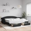 VidaXL Daybed with Trundle and Drawers Black 100x200 Cm Fabric 3197249