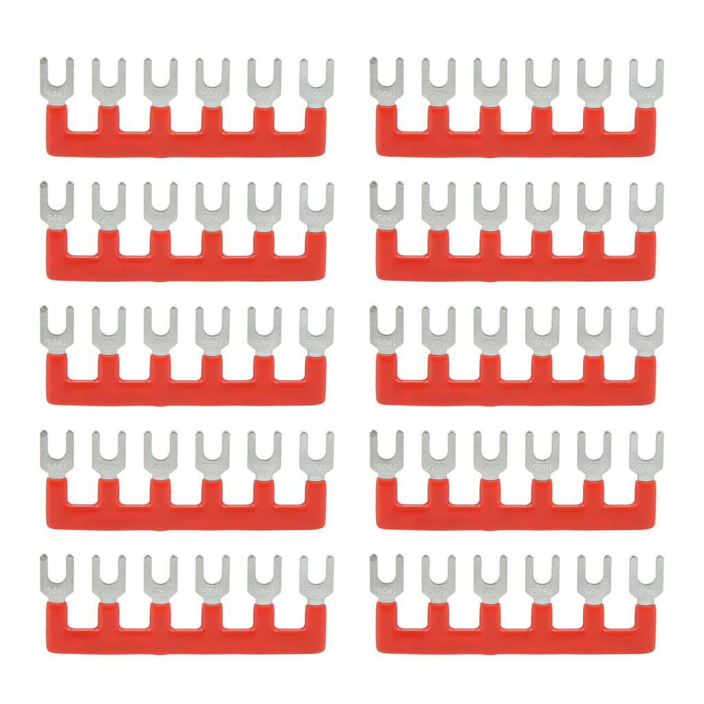 10pcs Barrier Fork Type Stripe 400V 25A PVC Copper TB Terminal Strip Block for Household Appliances