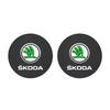 2Pcs Car Logo Coaster Anti-skid Anti-noise Water Cup Pad For Skoda Octavia Kodiaq Superb Rapid Karoq Fabia Kamiq Citigo Vision