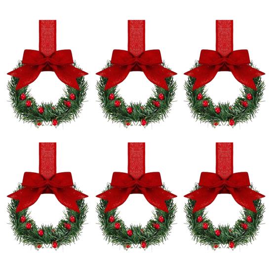Мини рождественские венки для шкафов венки с лентами банты ягоды искусственные сосновые иголки венки для входной двери окна кухонные шкафы декор