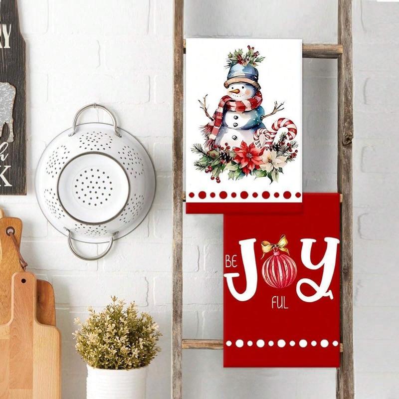Christmas Printed Microfiber Dish Cloths, Creative Kitchen Table Cleaning Towels Christmas Home Decor