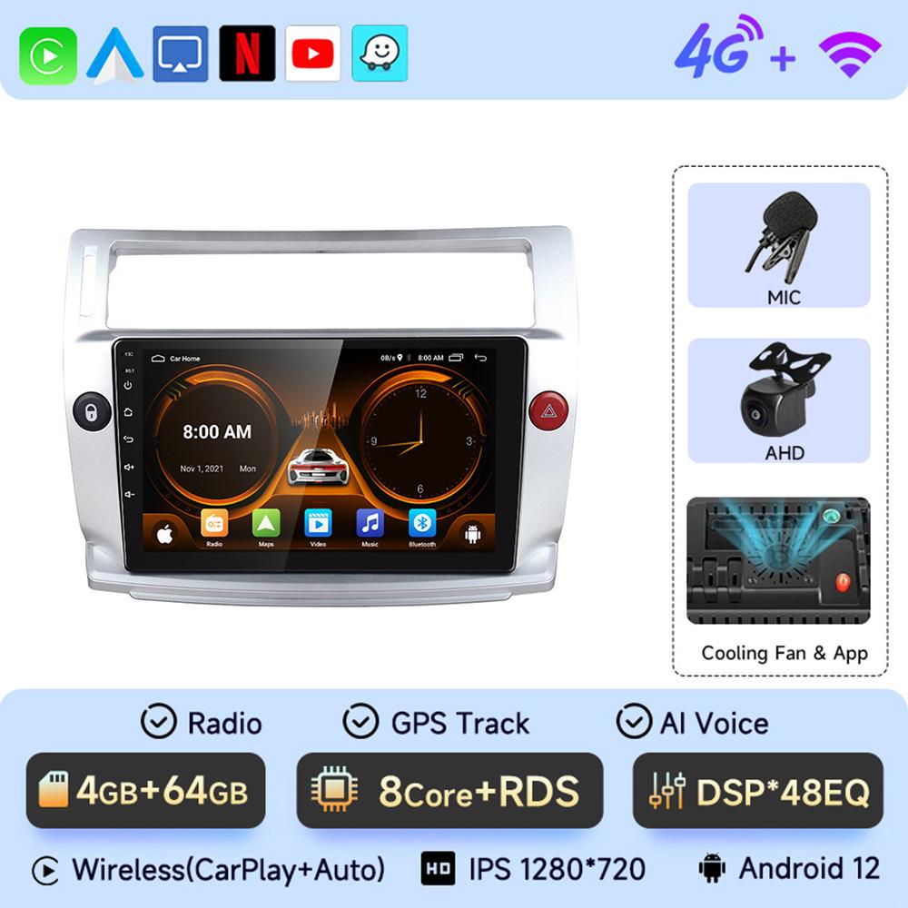 JIUYIN 4G Android 2DIN DSP Car Radio Multimedia Video Player for Citroen C4 C-Triomphe C-Quatre 2004-2014 Navigation GPS Carplay