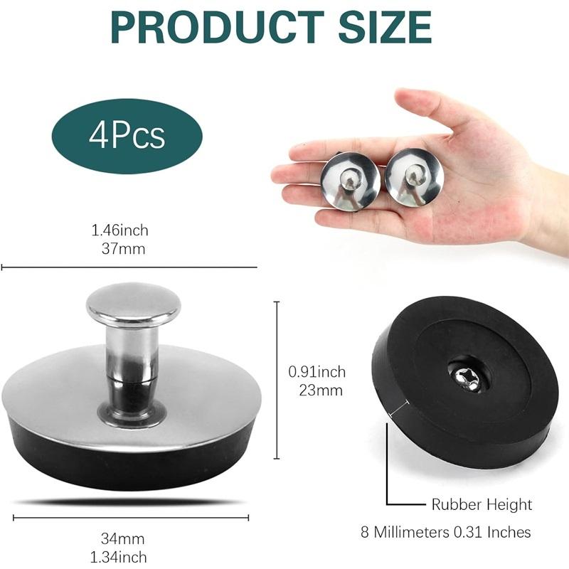 4 шт., 35 мм, универсальная резиновая пробка для раковины, сливные пробки для умывальника, ванны, ванной комнаты, прачечной, кухни, подходит для сливного отверстия 33-37 мм