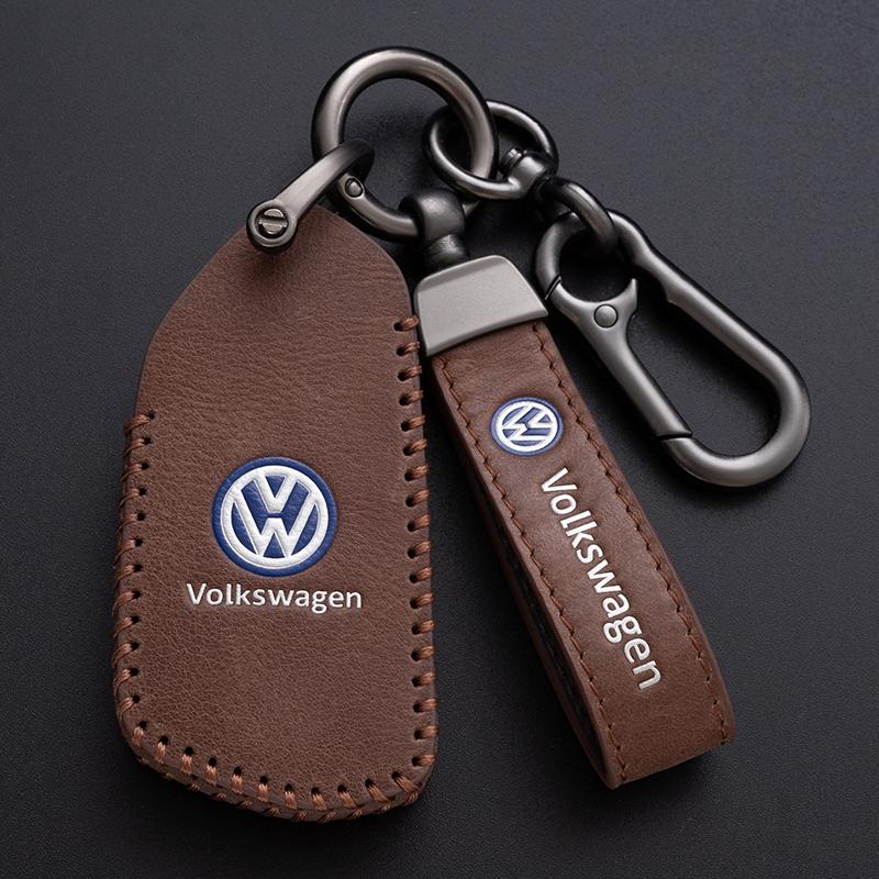 Valve Stems Caps Leather Car Remote Key Case Cover Protection Holder Shell Fob For VW Volkswagen Golf 7 MK7 Tiguan MK2 Auto Keyc zu7