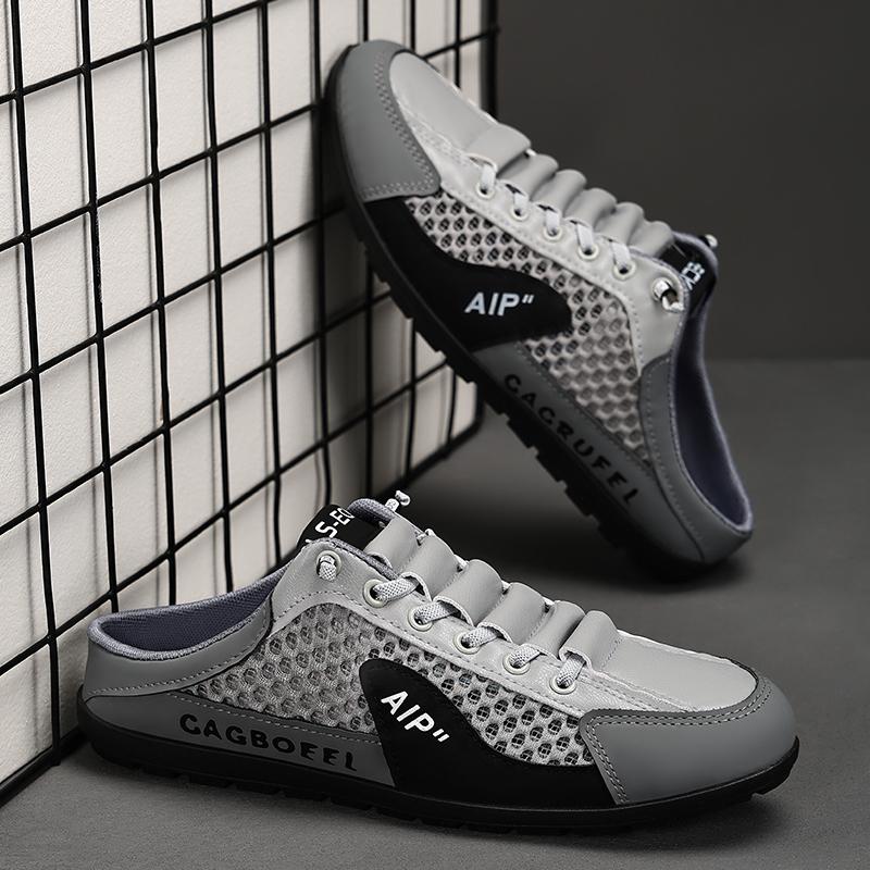 Мужские летние модные повседневные тапочки на мягкой подошве, удобные и дышащие, без ремешка, для ходьбы дома, на улице, легкие