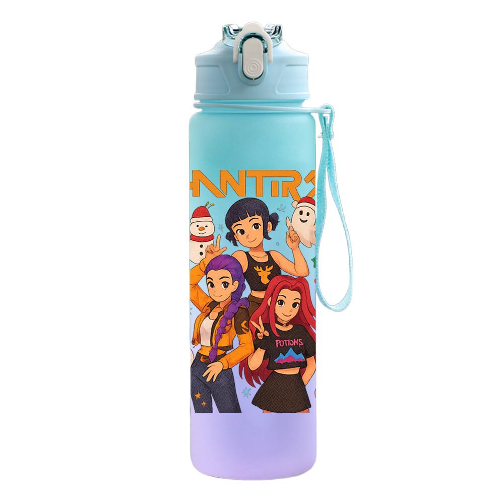 750Ml Water Bottle Cartoon Christmas K-Pop Demon Hunters Printed Large Capacity Drinking Cup Portable Outdoor Sports Water Cup Children Kid Gift