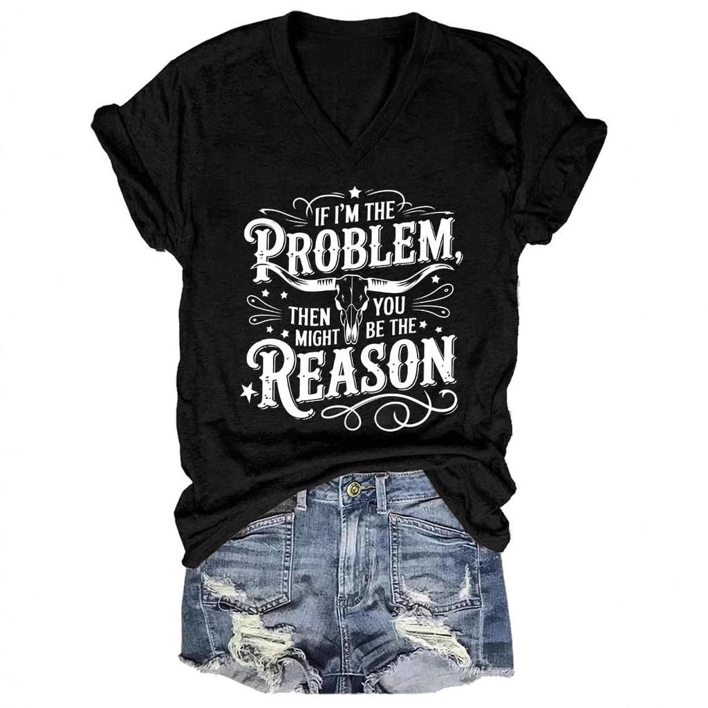 Летний топ с V-образным вырезом и 3D-принтом алфавита тауренов, модные повседневные женские футболки с короткими рукавами