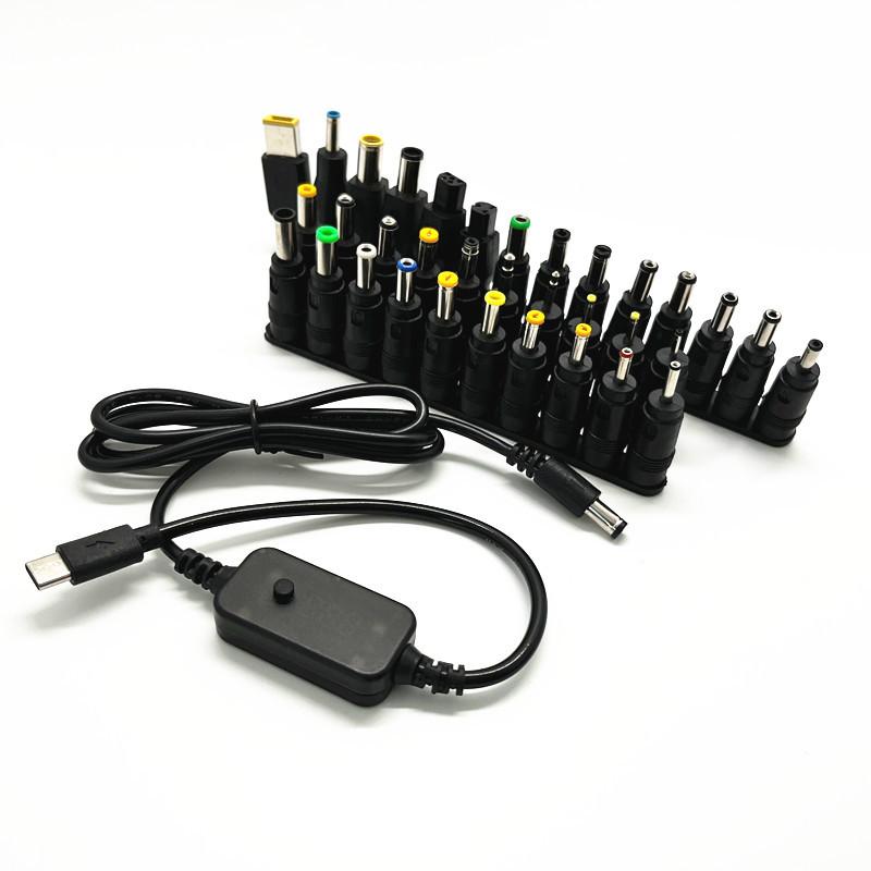 Кабель питания USB TypeC PDto DC5521 5 В 9 В 12 В 15 В 20 В Регулируемый с адаптерами Высокая надежность Меньше отходов ресурсов