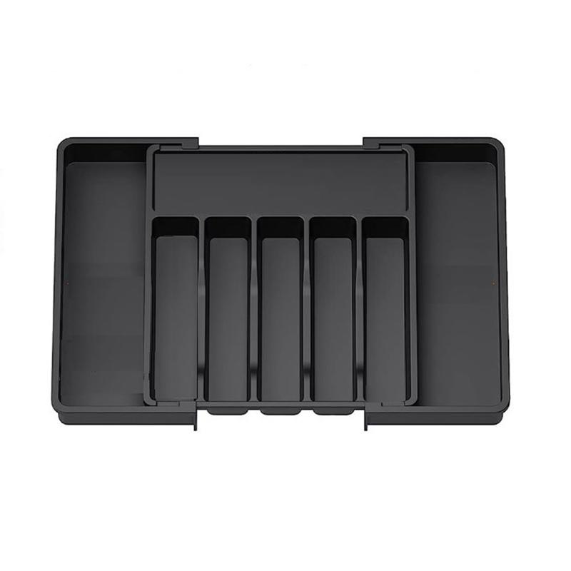 Органайзер для столовых приборов, расширяемый лоток для кухонной утвари, регулируемый держатель для столового серебра и столовых приборов, черный органайзер для столовых приборов