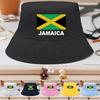 Bucket Hat With Jamaica Flag Print , Patriotic Sun Hat Wide Brim Reversible Beach Basin Hat