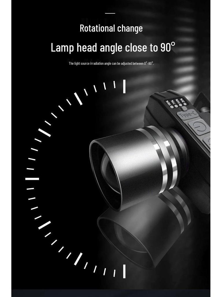 Перезаряжаемый водонепроницаемый светодиодный налобный фонарь с длительным временем работы батареи и зумом для ночной рыбалки и горного дела