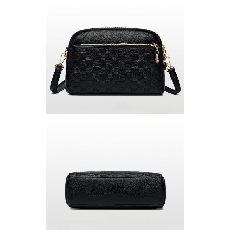 Аутентичная женская сумка, новинка 2024 года, модная повседневная сумка для мамы из мягкой кожи среднего возраста, сумка на одно плечо, упрощенная диагональная сумка, маленькая квадратная сумка