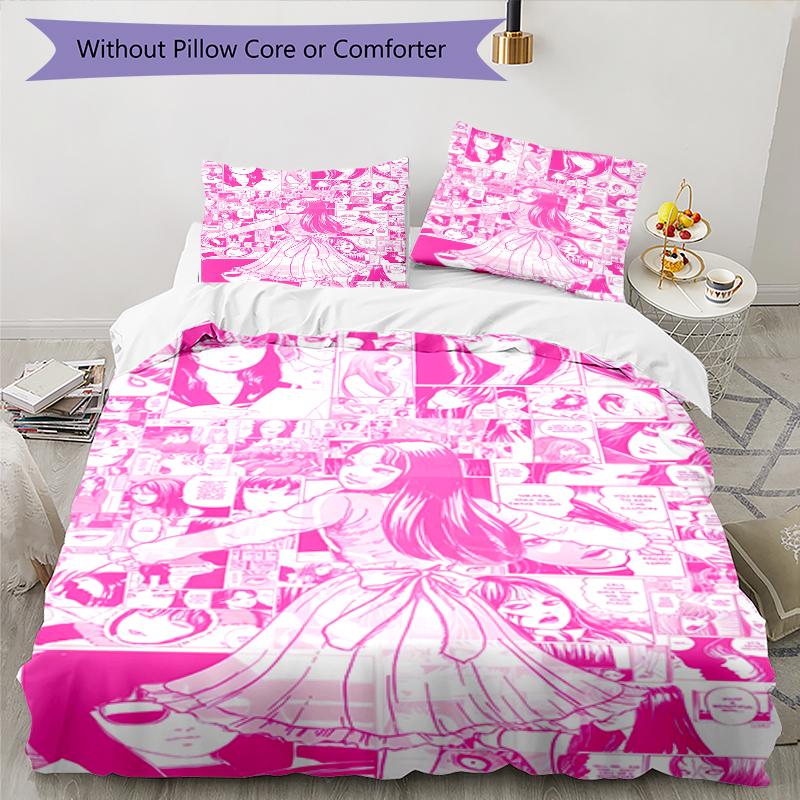 3pcs Thriller Manga Junji Ito Tomie0 pattern bedding set duvet cover set includes duvet cover &pillowcases, perfect all season bedroom decoration & gi