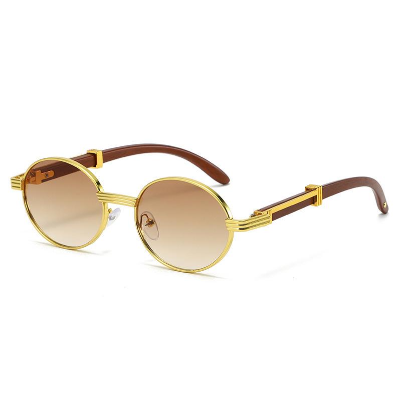 New European and American glasses, sunglasses, UV protection, oval metal frame fashion sunglasses, women's high-end big brands