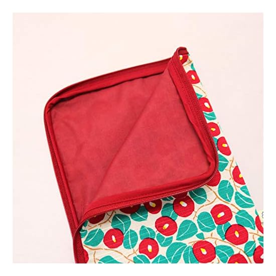 Kyoyu Made in Japan Cotton Pouch Cosmetic Makeup Approx. 21×15cm Camellia L-Shaped Zipper Makeup Tra