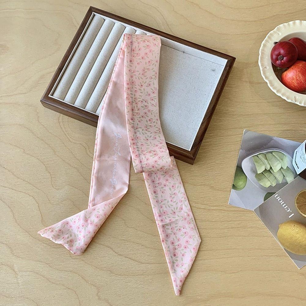 Printed Scarf Headband Ribbon Long Scarves Sweet Floral Scarf Beach